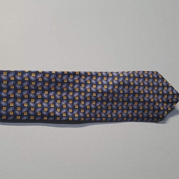 Richel Tie accessory men's tie blue grey gold ish yellow - Picture 2 of 7